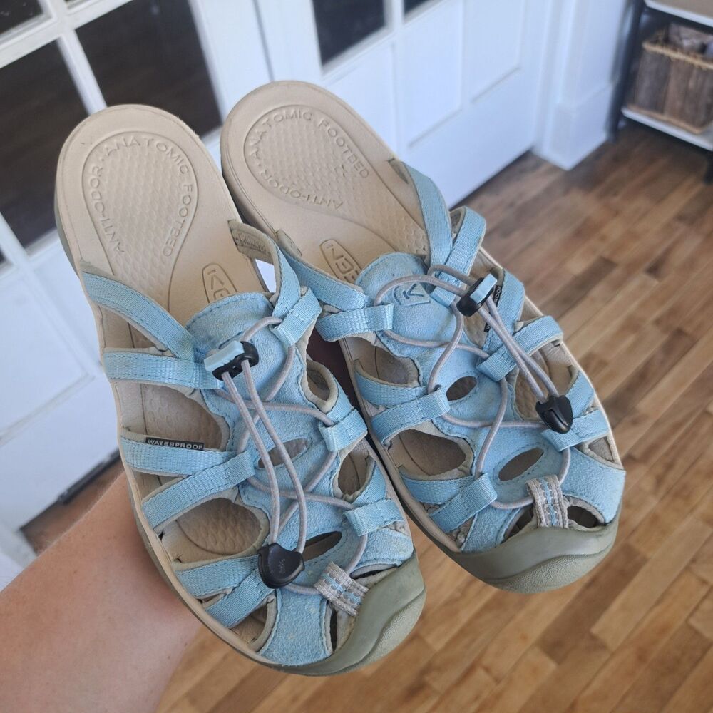 Keens Womens Size 9.5/40 Light Blue Hiking Outdoor Half Sandal Casual Shoe